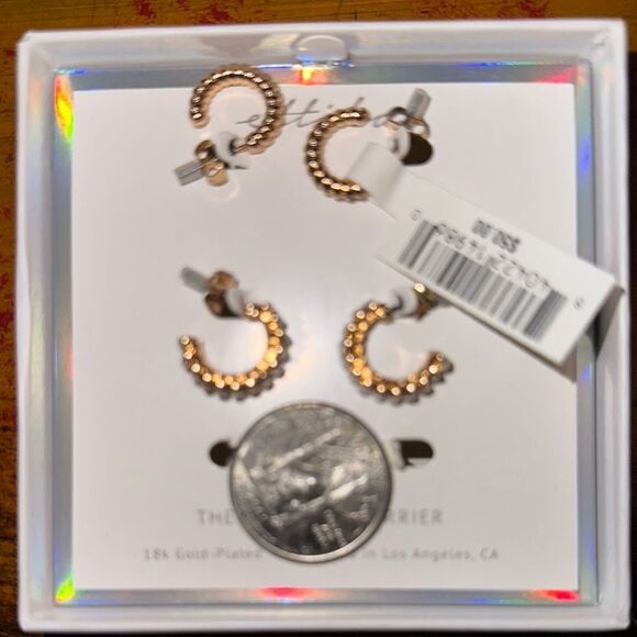 ETTIKA
18K Gold Plated Small Huggie Hoop Set - Picture 4 of 4